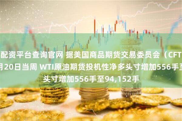 配资平台查询官网 据美国商品期货交易委员会（CFTC） 截至5月20日当周 WTI原油期货投机性净多头寸增加556手至94,152手
