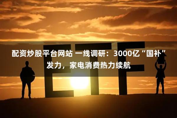 配资炒股平台网站 一线调研：3000亿“国补”发力，家电消费热力续航