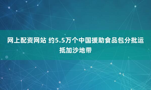 网上配资网站 约5.5万个中国援助食品包分批运抵加沙地带